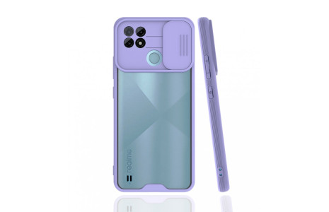 Newface Realme C21 Kılıf Platin Kamera Koruma Silikon - Lila
