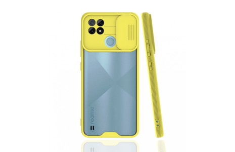 Newface Realme C21 Kılıf Platin Kamera Koruma Silikon - Sarı