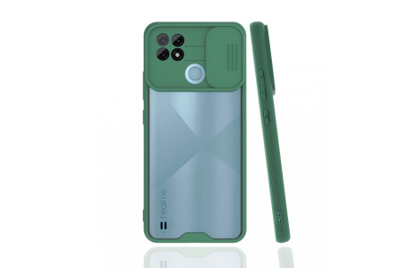 Newface Realme C21 Kılıf Platin Kamera Koruma Silikon - Yeşil