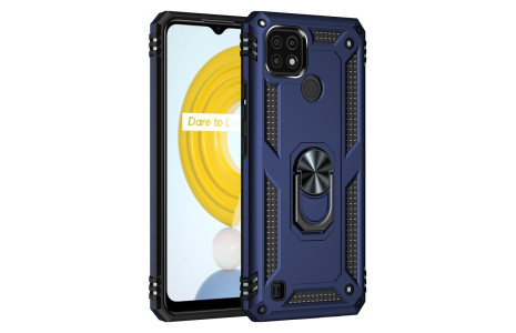 Newface Realme C21 Kılıf Sofya Yüzüklü Silikon Kapak - Lacivert