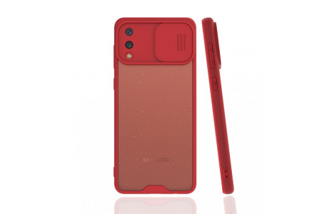 Newface Samsung Galaxy A02 Kılıf Platin Kamera Koruma Silikon - Kırmızı