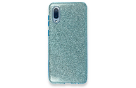 Newface Samsung Galaxy A02 Kılıf Simli Katmanlı Silikon - Turkuaz
