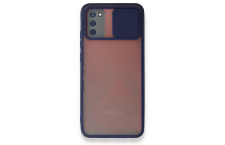 Newface Samsung Galaxy A03S Kılıf Palm Buzlu Kamera Sürgülü Silikon - Lacivert