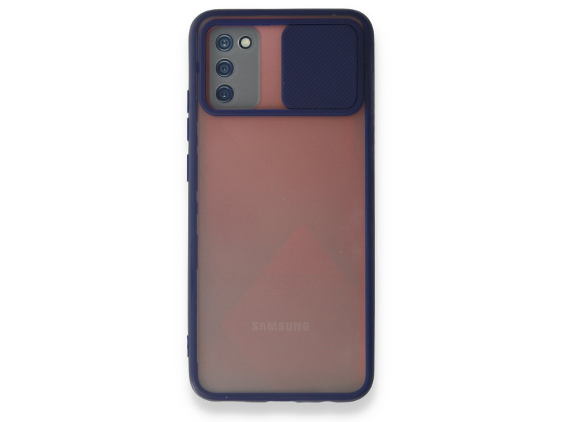 Newface Samsung Galaxy A03S Kılıf Palm Buzlu Kamera Sürgülü Silikon - Lacivert