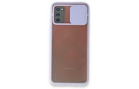 Newface Samsung Galaxy A03S Kılıf Palm Buzlu Kamera Sürgülü Silikon - Lila