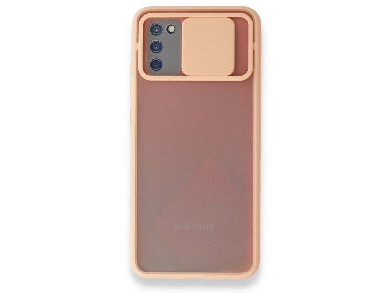 Newface Samsung Galaxy A03S Kılıf Palm Buzlu Kamera Sürgülü Silikon - Pembe
