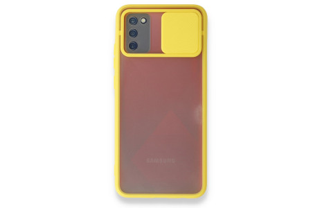 Newface Samsung Galaxy A03S Kılıf Palm Buzlu Kamera Sürgülü Silikon - Sarı