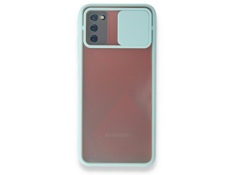 Newface Samsung Galaxy A03S Kılıf Palm Buzlu Kamera Sürgülü Silikon - Turkuaz
