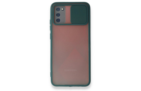 Newface Samsung Galaxy A03S Kılıf Palm Buzlu Kamera Sürgülü Silikon - Yeşil