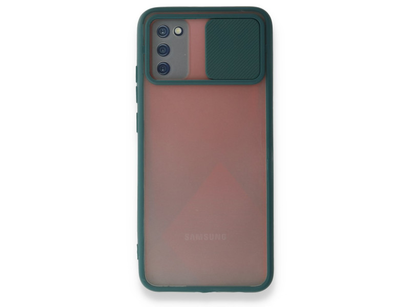 Newface Samsung Galaxy A03S Kılıf Palm Buzlu Kamera Sürgülü Silikon - Yeşil