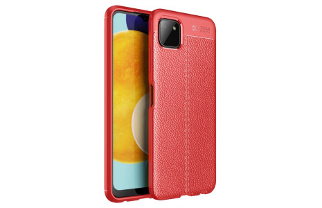 Newface Samsung Galaxy A22 Kılıf Focus Derili Silikon - Kırmızı