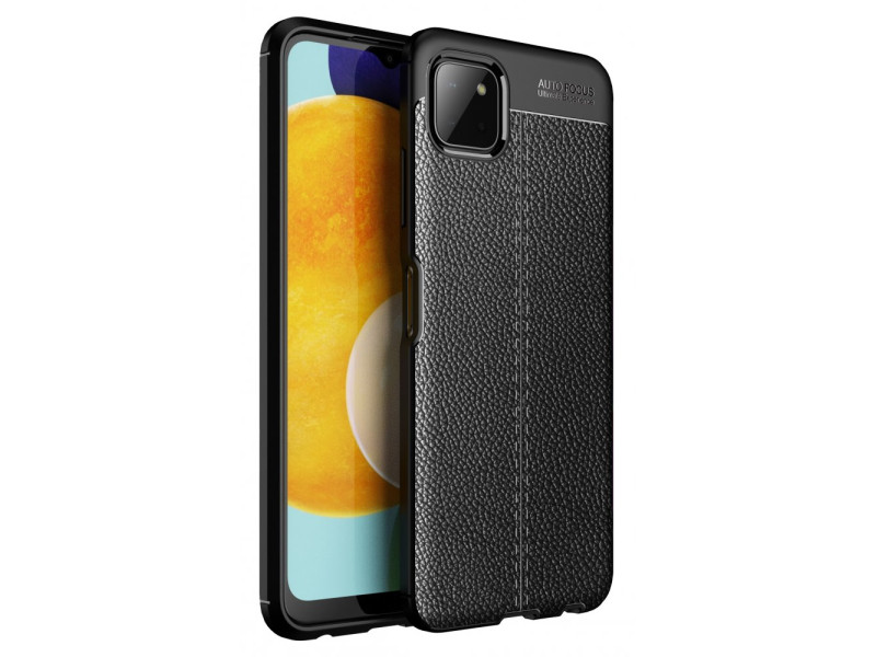 Newface Samsung Galaxy A22 Kılıf Focus Derili Silikon - Siyah