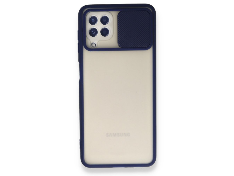 Newface Samsung Galaxy M32 Kılıf Palm Buzlu Kamera Sürgülü Silikon - Lacivert