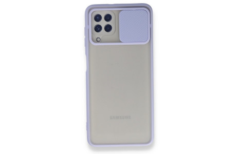 Newface Samsung Galaxy A22 Kılıf Palm Buzlu Kamera Sürgülü Silikon - Lila