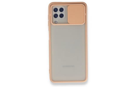 Newface Samsung Galaxy A22 Kılıf Palm Buzlu Kamera Sürgülü Silikon - Pembe
