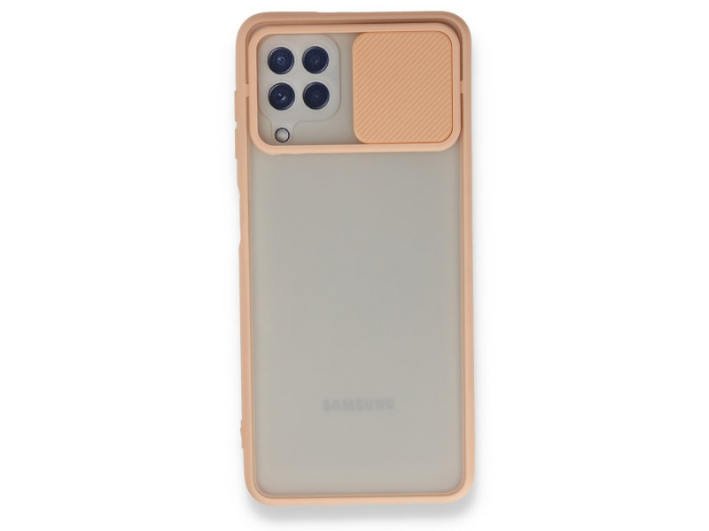 Newface Samsung Galaxy M32 Kılıf Palm Buzlu Kamera Sürgülü Silikon - Pembe