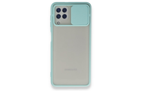Newface Samsung Galaxy A22 Kılıf Palm Buzlu Kamera Sürgülü Silikon - Turkuaz