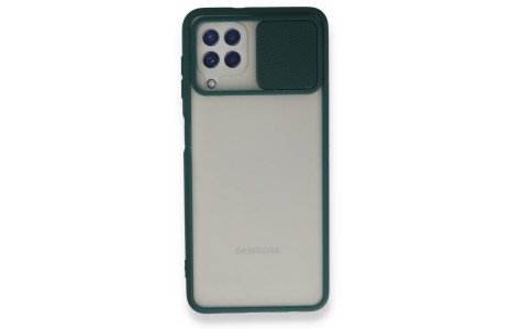 Newface Samsung Galaxy A22 Kılıf Palm Buzlu Kamera Sürgülü Silikon - Yeşil
