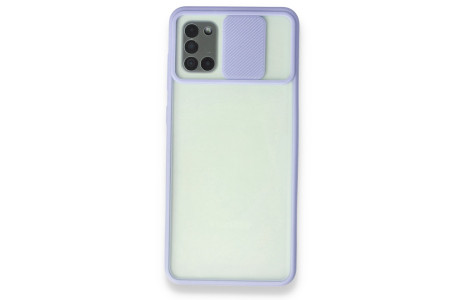 Newface Samsung Galaxy A31 Kılıf Palm Buzlu Kamera Sürgülü Silikon - Lila