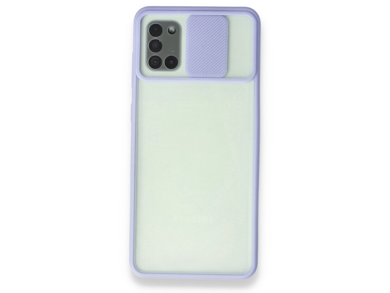 Newface Samsung Galaxy A31 Kılıf Palm Buzlu Kamera Sürgülü Silikon - Lila