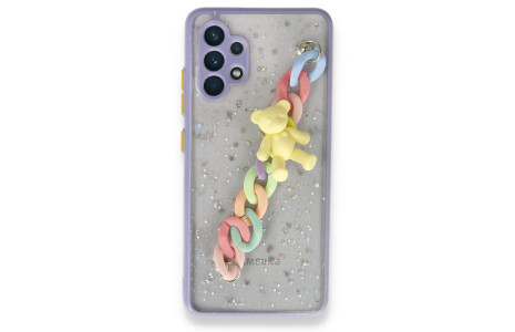 Newface Samsung Galaxy A32 Kılıf Ayıcıklı Silikon - Lila