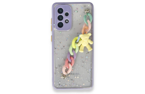 Newface Samsung Galaxy A52 Kılıf Ayıcıklı Silikon - Lila