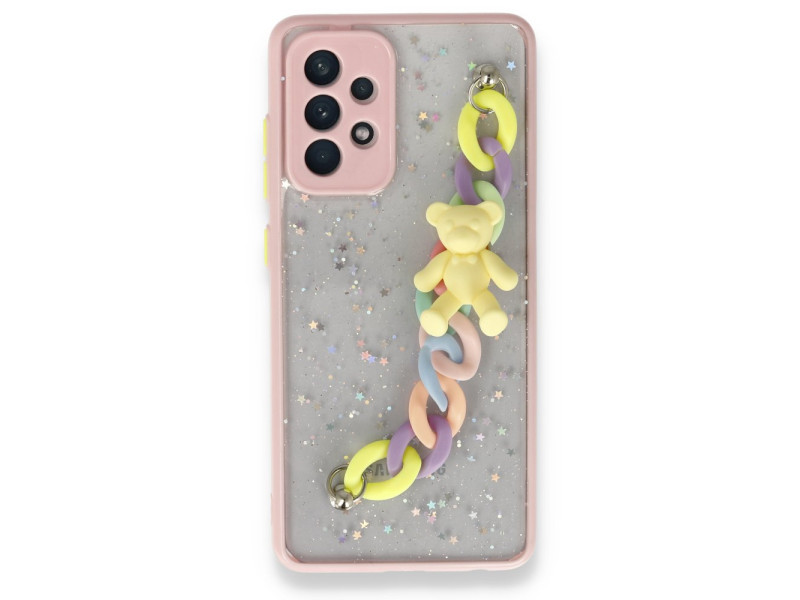 Newface Samsung Galaxy A52 Kılıf Ayıcıklı Silikon - Pembe