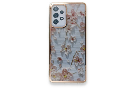 Newface Samsung Galaxy A52S Kılıf Çiçekli Silikon - Gri