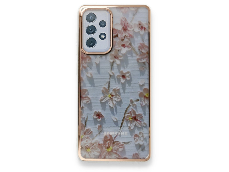 Newface Samsung Galaxy A52S Kılıf Çiçekli Silikon - Gri