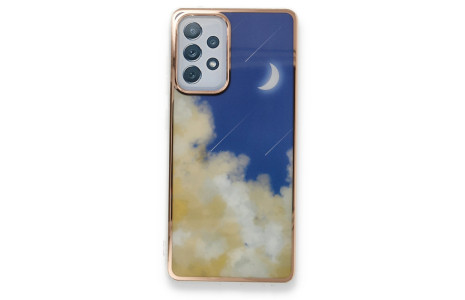 Newface Samsung Galaxy A52S Kılıf Çiçekli Silikon - Lacivert