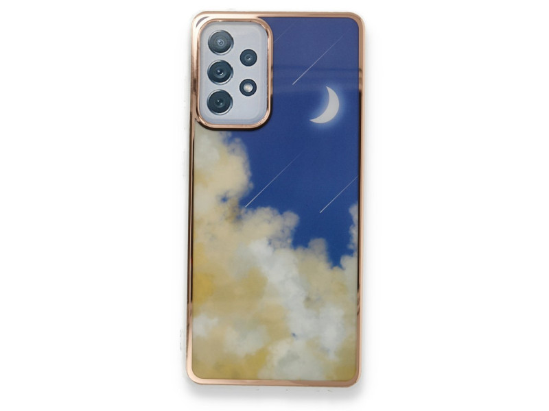 Newface Samsung Galaxy A52S Kılıf Çiçekli Silikon - Lacivert