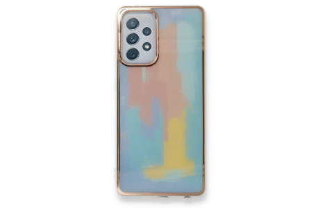 Newface Samsung Galaxy A52S Kılıf Çiçekli Silikon - Mavi