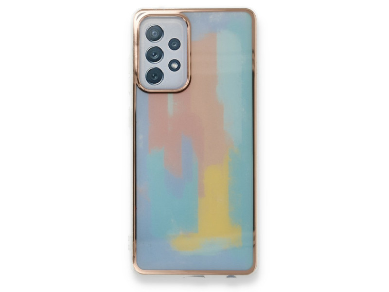 Newface Samsung Galaxy A52S Kılıf Çiçekli Silikon - Mavi
