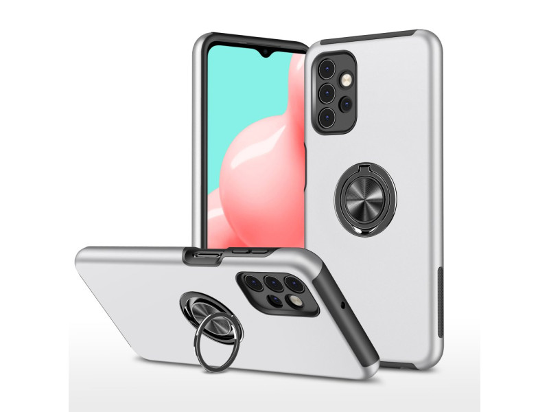 Newface Samsung Galaxy A52S Kılıf Elit Yüzüklü Kapak - Gümüş