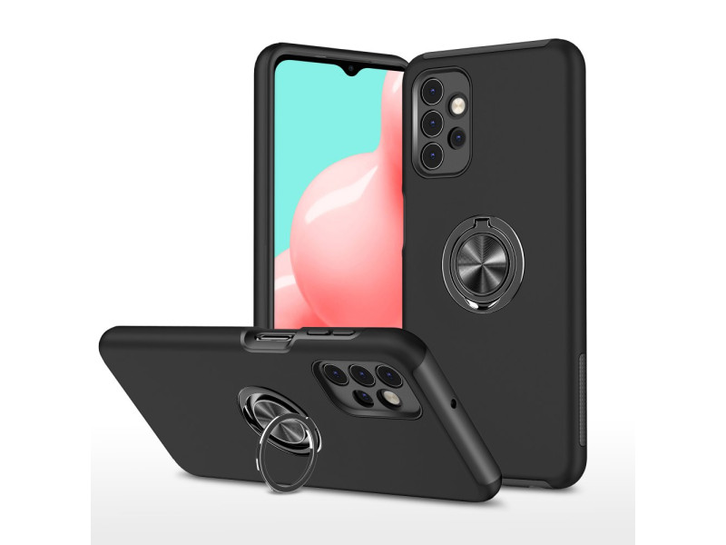Newface Samsung Galaxy A52S Kılıf Elit Yüzüklü Kapak - Siyah