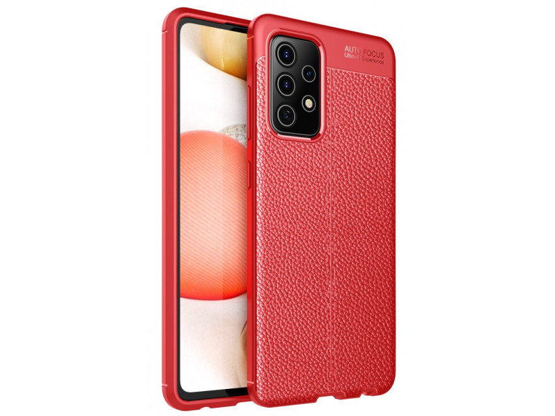 Newface Samsung Galaxy A52S Kılıf Focus Derili Silikon - Kırmızı