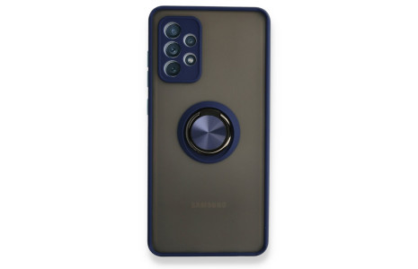 Newface Samsung Galaxy A52S Kılıf Montreal Yüzüklü Silikon Kapak - Lacivert