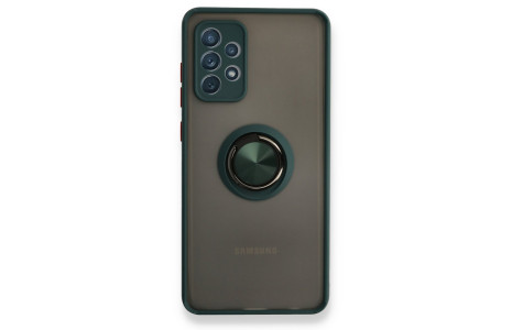 Newface Samsung Galaxy A52S Kılıf Montreal Yüzüklü Silikon Kapak - Yeşil