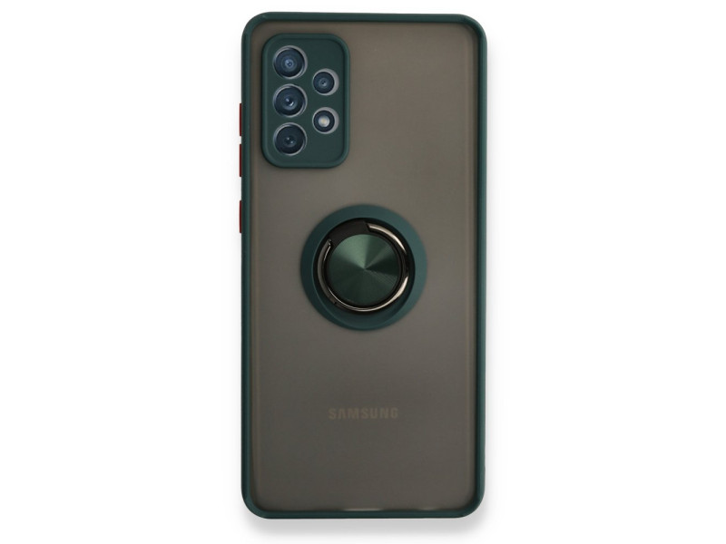 Newface Samsung Galaxy A52S Kılıf Montreal Yüzüklü Silikon Kapak - Yeşil