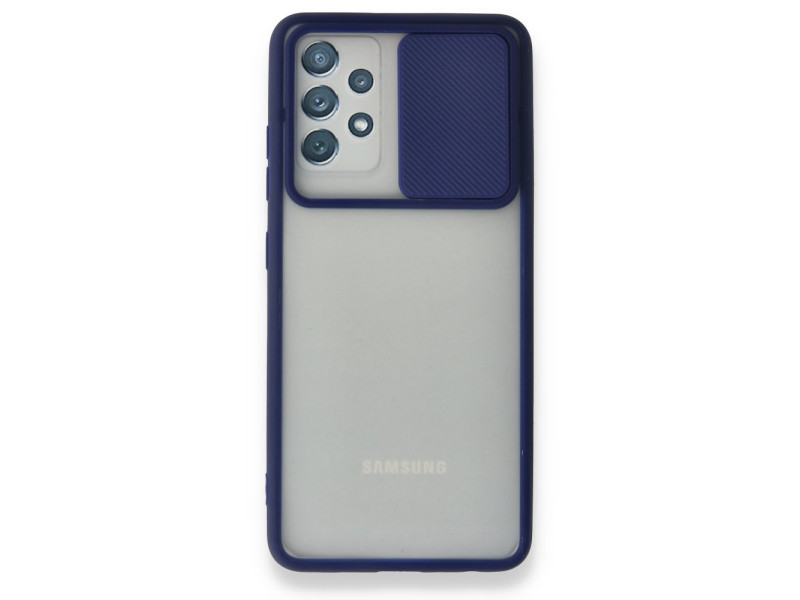 Newface Samsung Galaxy A52S Kılıf Palm Buzlu Kamera Sürgülü Silikon - Lacivert