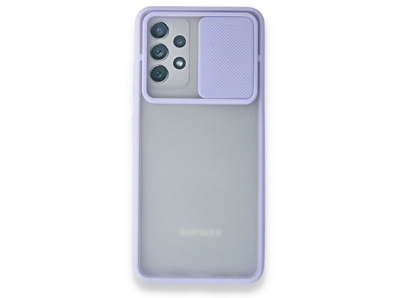 Newface Samsung Galaxy A52S Kılıf Palm Buzlu Kamera Sürgülü Silikon - Lila