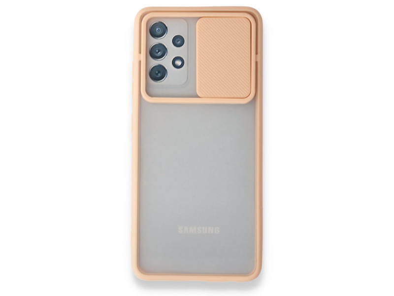Newface Samsung Galaxy A52S Kılıf Palm Buzlu Kamera Sürgülü Silikon - Pembe