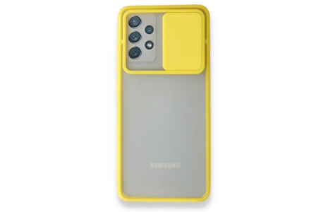 Newface Samsung Galaxy A52S Kılıf Palm Buzlu Kamera Sürgülü Silikon - Sarı