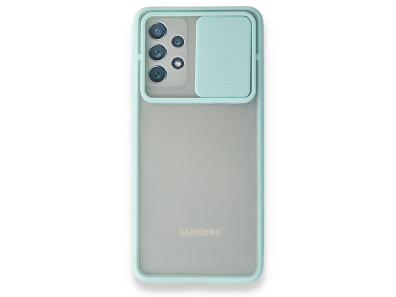 Newface Samsung Galaxy A52S Kılıf Palm Buzlu Kamera Sürgülü Silikon - Turkuaz