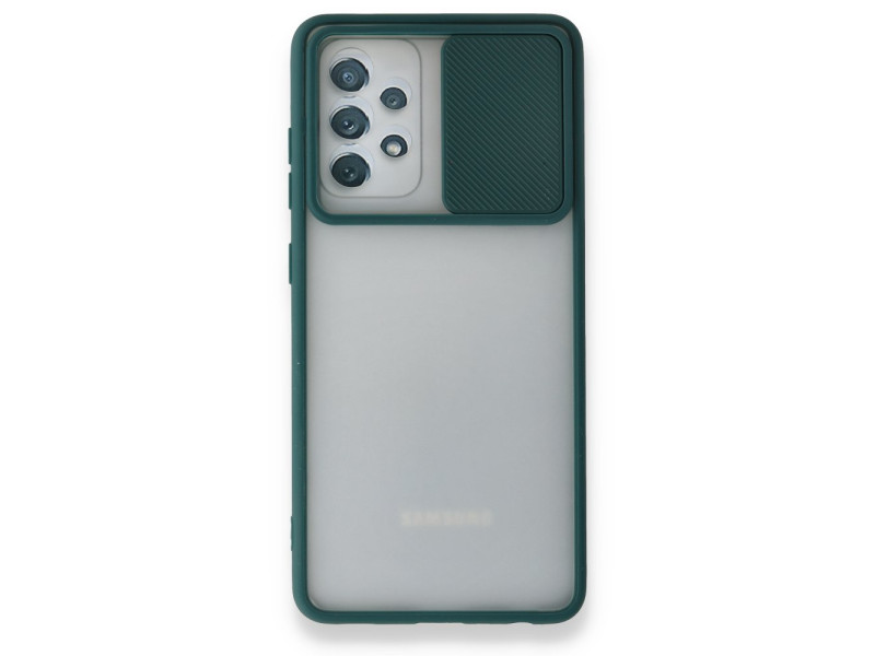 Newface Samsung Galaxy A52S Kılıf Palm Buzlu Kamera Sürgülü Silikon - Yeşil