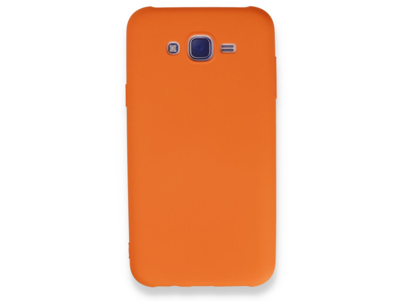 Newface Samsung Galaxy J7 Kılıf Nano içi Kadife Silikon - Turuncu