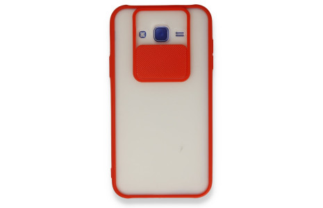 Newface Samsung Galaxy J7 Kılıf Palm Buzlu Kamera Sürgülü Silikon - Kırmızı