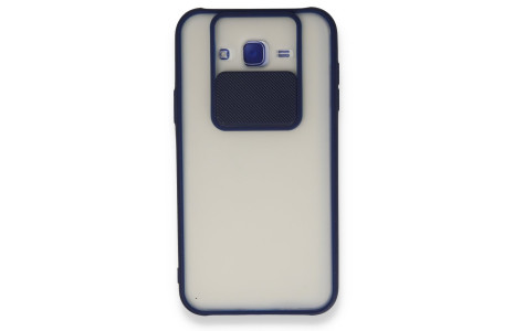 Newface Samsung Galaxy J7 Kılıf Palm Buzlu Kamera Sürgülü Silikon - Lacivert