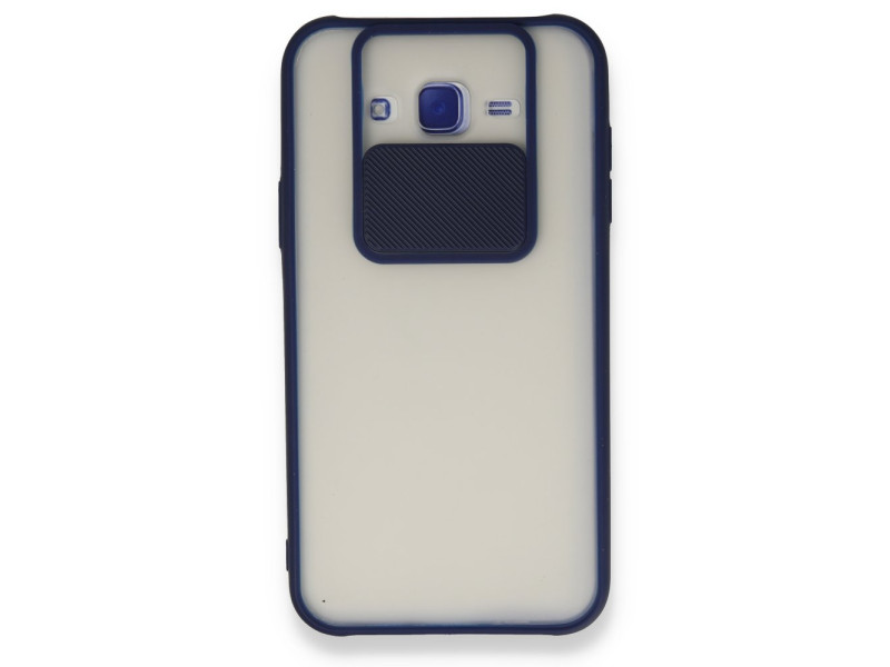 Newface Samsung Galaxy J7 Kılıf Palm Buzlu Kamera Sürgülü Silikon - Lacivert