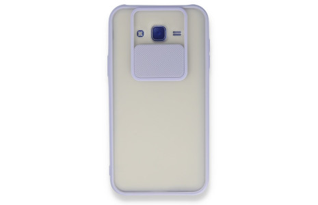 Newface Samsung Galaxy J7 Kılıf Palm Buzlu Kamera Sürgülü Silikon - Lila